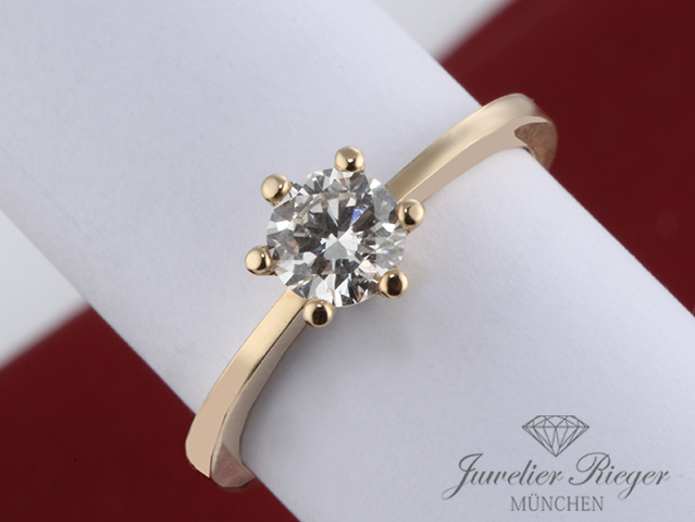 Wundervoller Solitär Ring Gelbgold 750 Diamant 0,67 ct Brillant Gr. 55 Gold Wundervoller Solitär Ring Gelbgold 750 Diamant 0,67 ct Brillant Gr. 55 Gold
