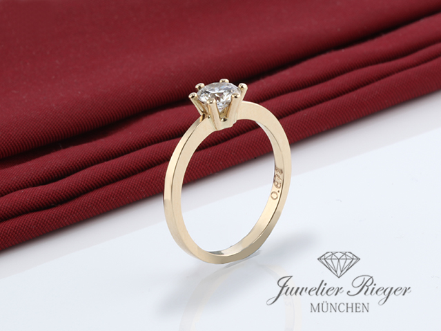 Bild 3 der Galerie: Wundervoller Solitär Ring Gelbgold 750 Diamant 0,67 ct Brillant Gr. 55 Gold