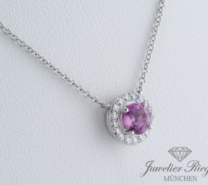 . Tiffany & Co. Soleste Collier Platin 950 rosa Saphir Diamanten Solitär Kette