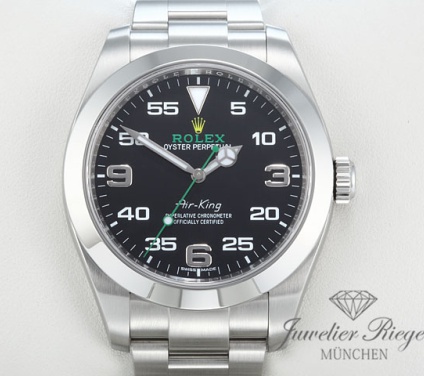 Uhransicht von vorne, hauptsächlich das Zifferblatt und die Lünette sichtbar. Rolex Air-King 40 mm 116900 2017 Edelstahl Automatik Stahl Airking