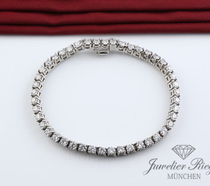 . Riviere Armband Weissgold 585 Diamanten Brillanten ca. 4 ct. 16,5 cm Gold