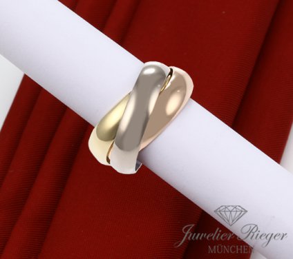 . Cartier Ring Trinity Gelbgold Weissgold Rosegold 750 Gr 58 ca. 5,1 mm breit Gold