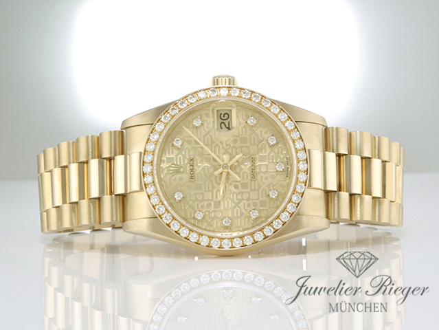 Bild 3 der Galerie: Rolex Medium Datejust 31 mm 68288 1992 Gelbgold 750 Diamanten Automatik Gold