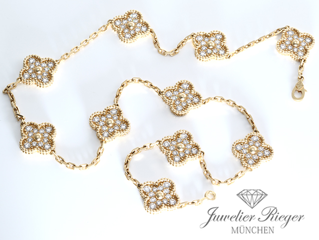 Bild 5 der Galerie: Van Cleef & Arpels Collier Vintage Alhambra Gelbgold 750 Diamanten VCARA42300