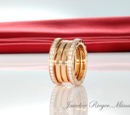 . Bulgari Ring B-Zero 1 4-Band Rosegold 750 Diamanten  1,24 ct. Gr 56 2017 Gold