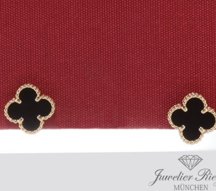 . Van Cleef & Arpels Ohrstecker Sweet Alhambra Gelbgold 750 Onyx VCARA44900