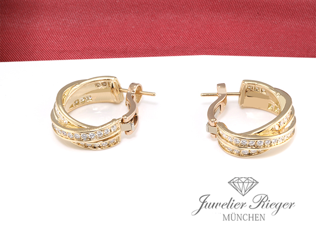 Bild 5 der Galerie: Cartier Creolen Trinity Gelbgold 750 Diamanten Brillanten Ohrringe Gold