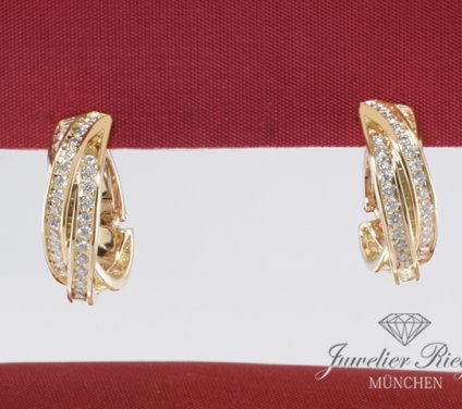 . Cartier Creolen Trinity Gelbgold 750 Diamanten Brillanten Ohrringe Gold