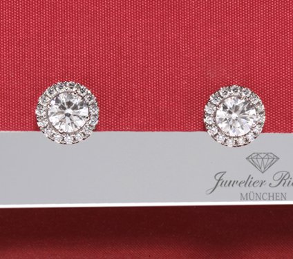 . Diamant Solitär Ohrstecker Weissgold 750 2 Diamanten à ca. 1,02 ct Gold Ohrringe